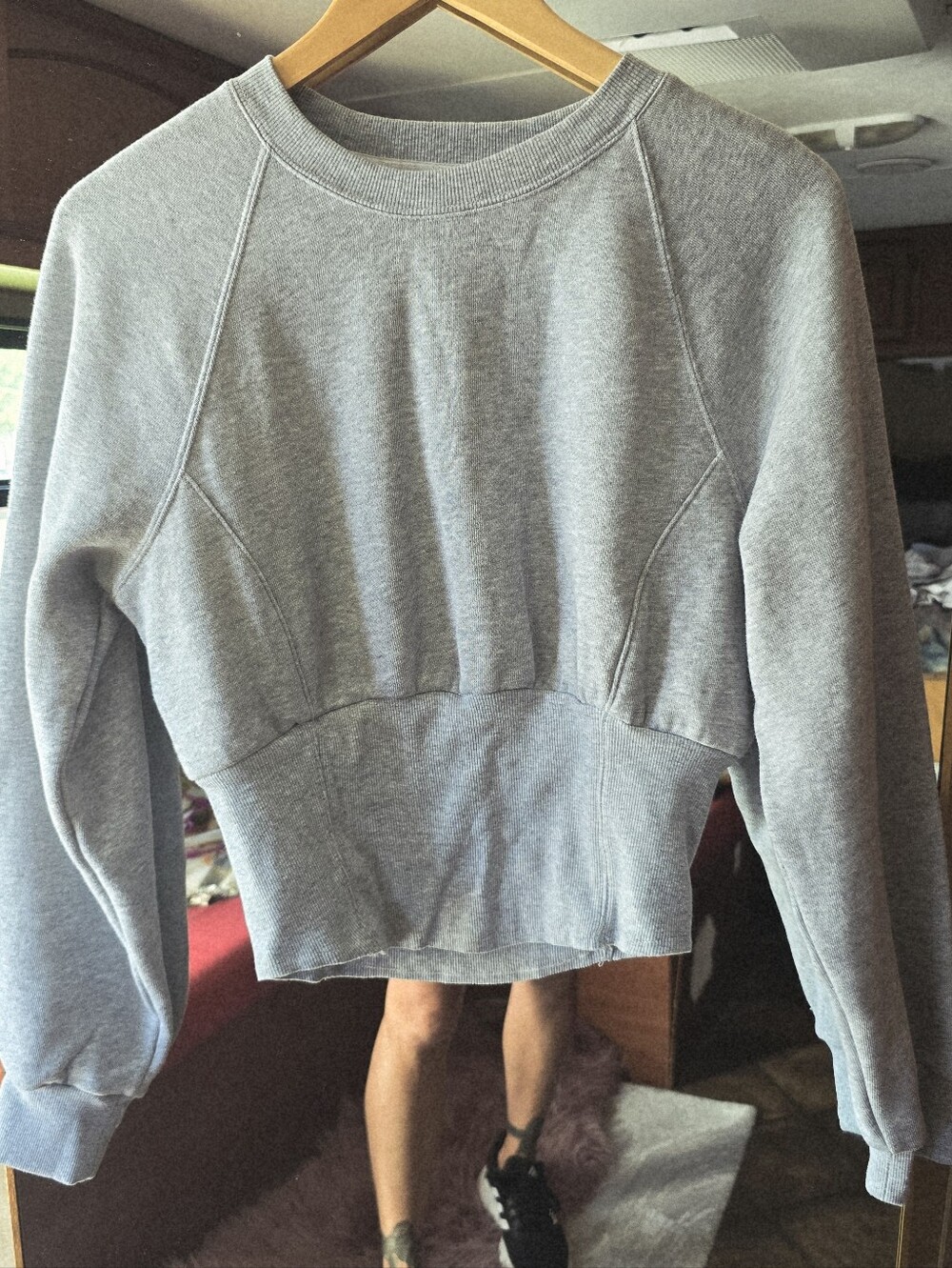 Victoria's Secret Light Gray Corset Crop Crewneck Sweatshirt